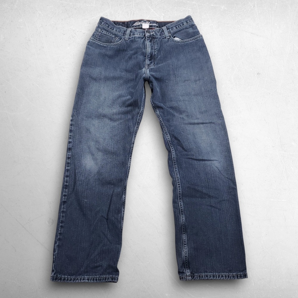 Eddie Bauer Relaxed Flannel Lined Jeans Mens 32x30 Blue Gorpcore Workwear Winter